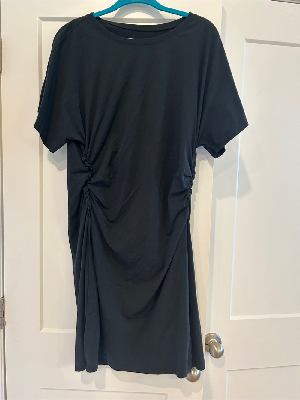 Black Ruched Side T-Shirt Dress